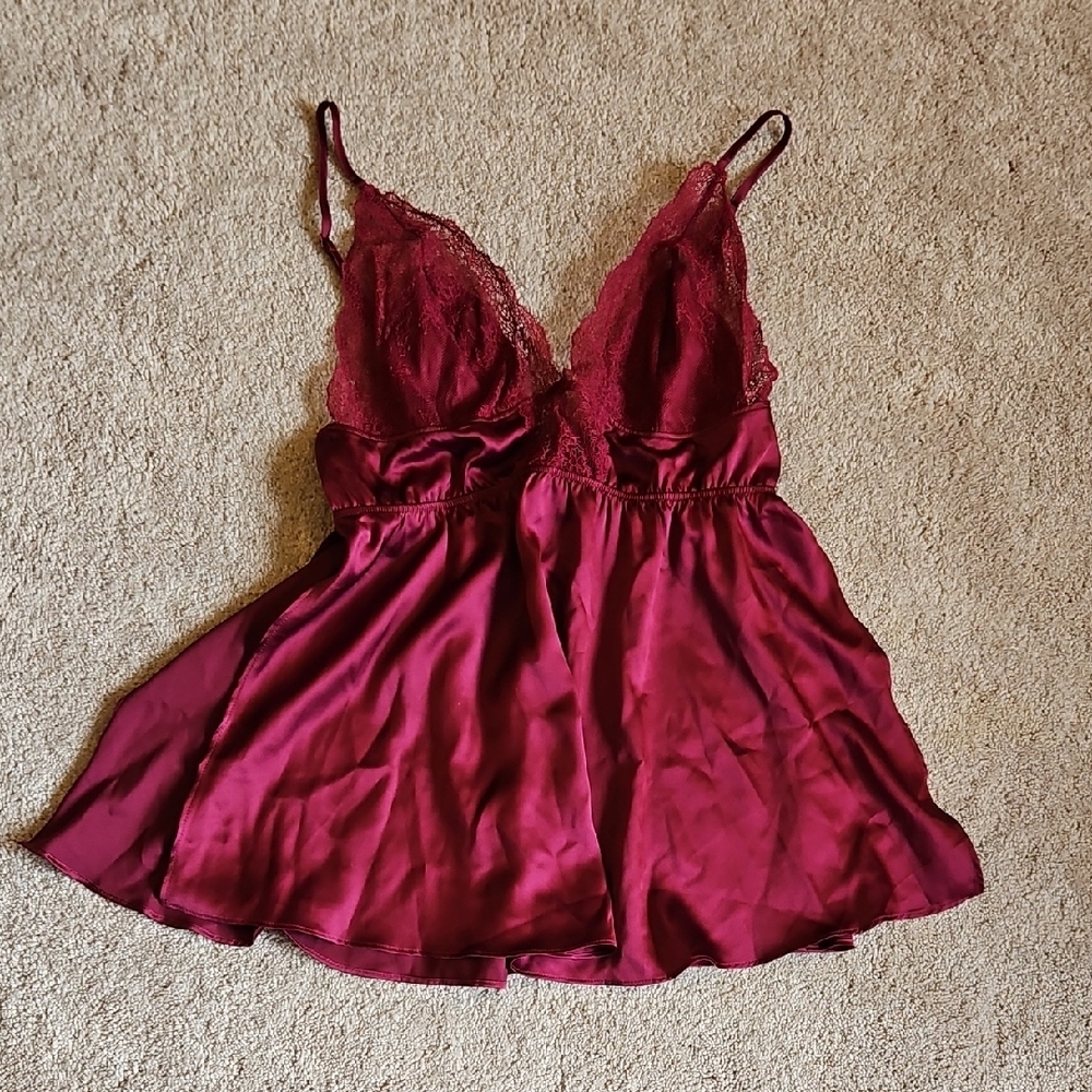Victoria's Secret Burgundy Lace Chemise